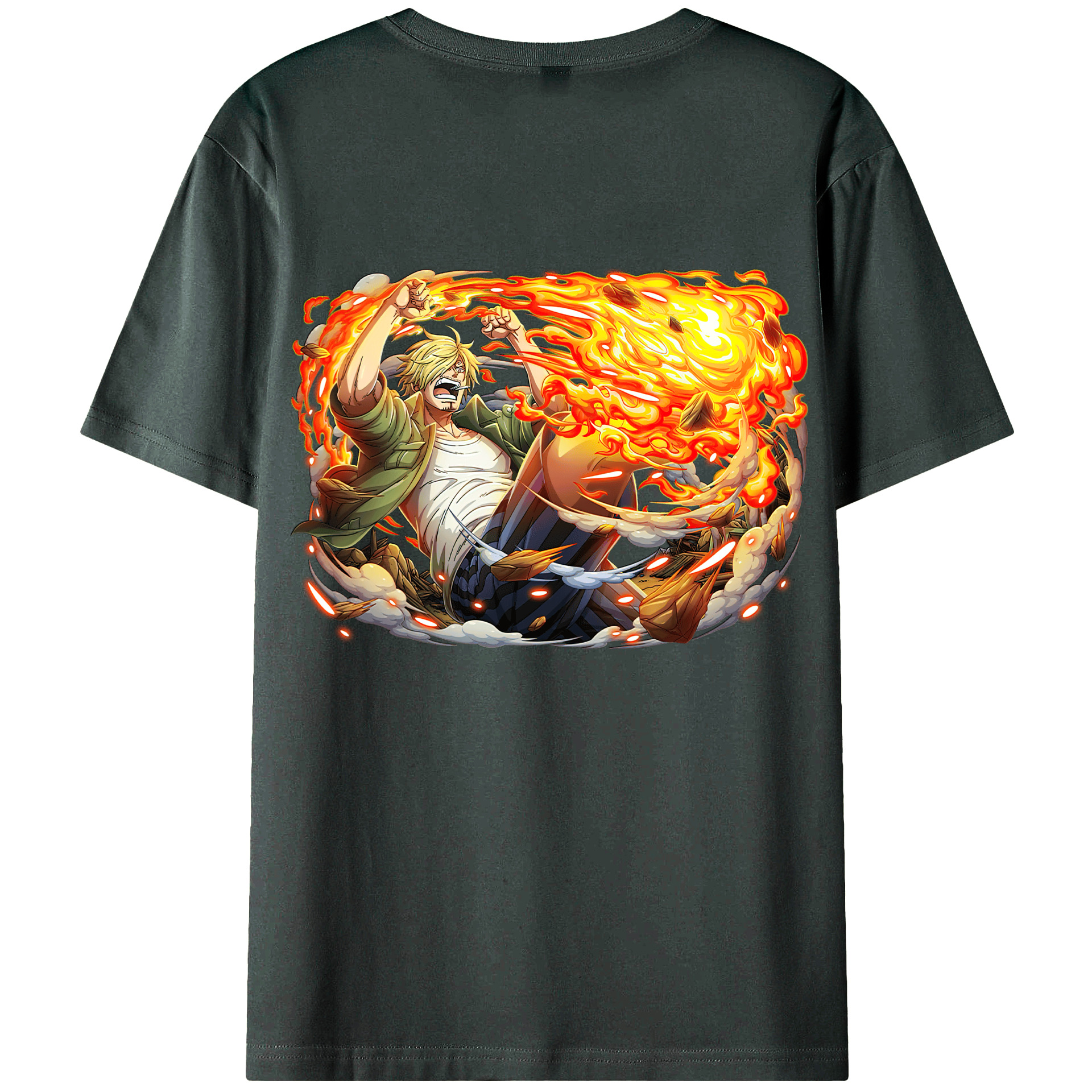 （画像用） ワンピース サンジ ONE PIECE Sanji 綿100％ メンズ半袖Tシャツ（バックプリント） 通気性